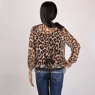 sexy women grils leopard print half sleeve tops shirt blouse thin 