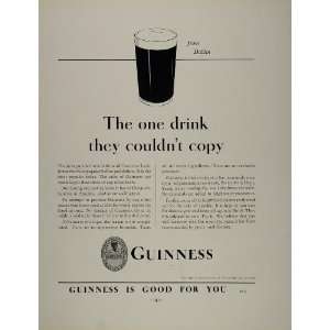  1934 Ad Guinness Irish Stout Beer Pint Glass Dublin 