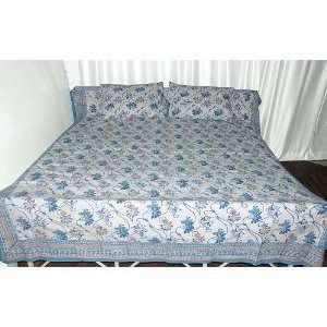   Block Print King Cotton Bedspread Bedsheet Indian