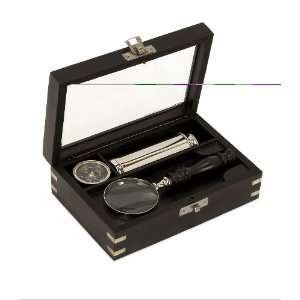 Executive Office Glass/Compass/Mini Telescope Collection in Wood and 