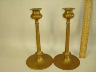 PAIR BRONZE ARTS & CRAFTS CANDLESTICKS CANDLE HOLDERS  