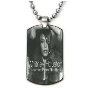 Whitney Houston Style 2 Engraved Dogtag Necklace w/Chain and Giftbox