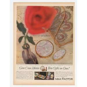  1960 Max Factor Case Mates Christmas Print Ad (12651 