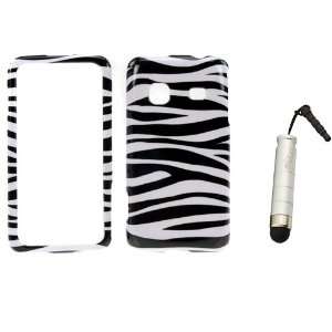 GTMax Black White Zebra Snap on Rubberized Hard Cover Case + Universal 