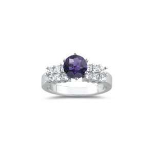  0.84 Cts Diamond & 0.85 Cts Amethyst Ring in 18K White 