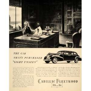  1939 Ad Cadillac Fleetwood Office General Motors V8 Car 