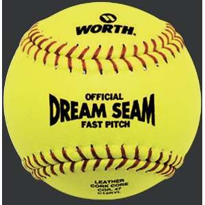 Worth 11 ASA NFHS Fastpitch Dream Seam Softballs YELLOW   RED STITCH 