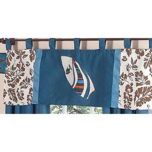 Surf Blue and Brown Window Valance