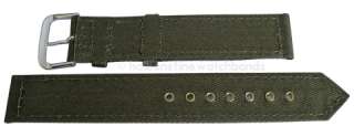 18mm Canvas Olive Green 2 Pc Grommets WWII Military Army Mens Watch 