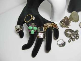  Contemporary Costume Estate Jewelry Lot Rings ~ 57 Rings ~ Rhinestones