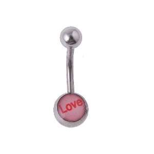  316L Belly Ring with Love Logo   14g Jewelry
