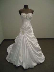 New white 395 satin beads A line wedding dress sizeAll  