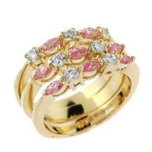  24K GOLD Vermeil PINK cz Marquise cit Stackable Ring S6 