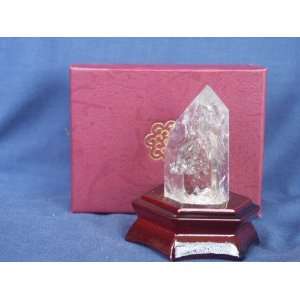   Clear Quartz Crystal Inset in Wood Base, 2.28.6 
