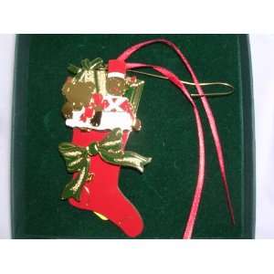 Baldwin Christmas Ornament Collectible ; 24 Kt Gold 1998 Stocking with 