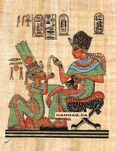 Egyptian Papyrus Art Painting   King Tut & wife #44  