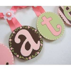  Chocolate, Pink, and Mint Floral Wall Letters Everything 