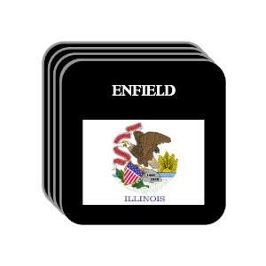 US State Flag   ENFIELD, Illinois (IL) Set of 4 Mini Mousepad Coasters