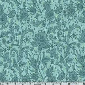  45 Wide Tres Belle Jacobean Blue Fabric By The Yard 