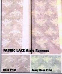 ROSE PRINT FABRIC AISLE RUNNERS WHITE or IVORY 8 sizes  