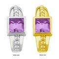 10k Gold Synthetic Amethyst Contemporary Square Earrings 
