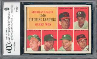 1961 topps #46 AMERICAN LEAGUE PITCHING LEADERS BGS BCCG 9  