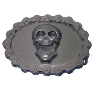  Skull Black with Chain Borders Antique Finishing Belt 