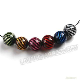   Mixed Colors Zebra Smooth Round Acrylic Beads Fit Bracelet 15mm 111415