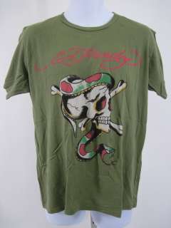 ED HARDY Mens Green Graphic Casual T Shirt Size Large  