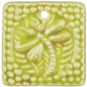  Cousin Symbolize Ceramic Charm, 1/Pkg, Square, Lime Arts 
