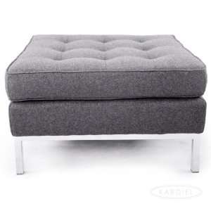  Florence Knoll Style Ottoman, Cadet Grey Tweed Cashmere 