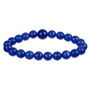  Blue Onyx 8mm Faceted Round Bead Power Bracelet Jewelry