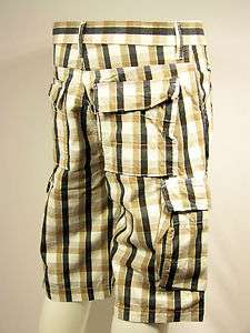 LEVIS JEANS Relaxed Fit Cargo Brown/White Plaid Mens Shorts Pants New 