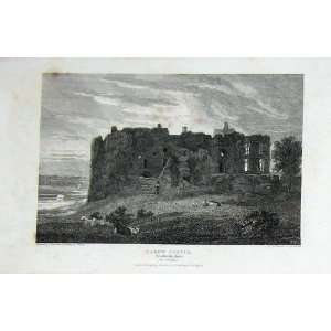  Wales View Carew Castle Pembrokeshire Antique Engraving 