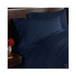 Solid Navy Blue Queen Size Attached Waterbed Sheets 300 Thread Count 