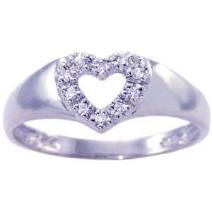  14K White Gold Diamond Sweetheart Promise Ring Diamond 