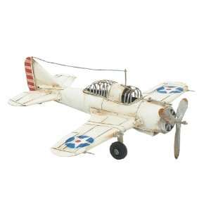  White Small Airplane War Plane Tin Classic Antique Finish 
