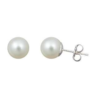   Pearl Stud Earring AAA Round 14K White Gold pearlzzz Jewelry