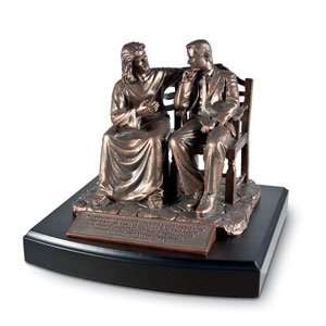  Bronze Resin Wonderful Counselor Sculpture With Black Wood 