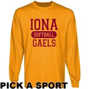 Iona College Gaels Gold Custom Sport Long Sleeve T shirt    