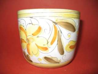 Italian Yellow pottery PLANTER Flower pot Hand Painted Vintage, Vase 