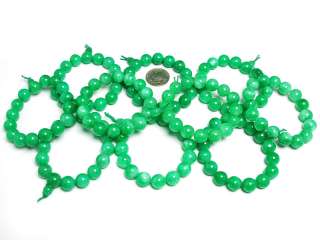 Tibetan 12mm Green Jade Wrist Prayer Beads Mala #04  