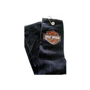  Harley Davidson Tri Fold Golf Towels   Black Orange 