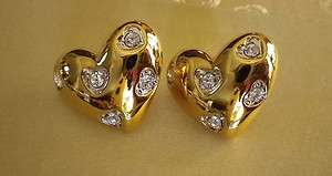Nolan Miller – Gold Hearts with Faux Diamonds   Anniversary Earrings 