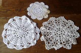   SHIPPING Lot of 6 VINTAGE Hand Crochet Lace DOILIES White 7 20  