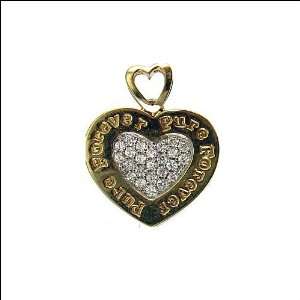 14k Yellow Gold, Pure Forever Heart Pendant Charm Lab Created Gems 