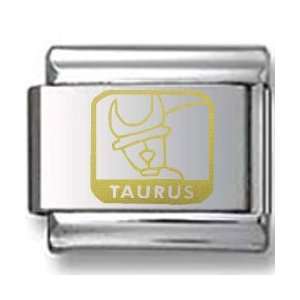  Taurus the Bull Gold Laser Italian Charm Jewelry