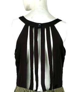   139 White Chocolate Pleated Stripe Black Tunic Shift Dress Small S 4