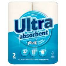 Tesco Kitchen Towel Ultra Absorbent White 2 Roll   Groceries   Tesco 