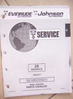 1993 Evinrude Johnson Outboard Parts Catalog 28 HP u  